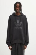 adidas Originals bluza bawełniana Trefoil Hoody męska kolor czarny z kapturem z nadrukiem JY3766