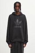 adidas Originals cotton sweatshirt Trefoil Hoody black color hooded with a print JY3766