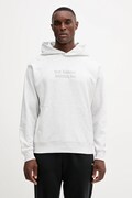 Bavlnená mikina New Balance šedá farba, s kapucňou, melanžová, MT53925AHH
