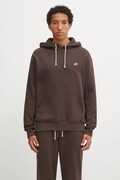 Bavlněná mikina New Balance MADE IN USA CORE HOODIE pánská, hnědá barva, s kapucí, hladká, MT43546RHE