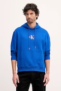 Calvin Klein Jeans bluza bawełniana męska kolor niebieski z kapturem z nadrukiem LV04RD243G