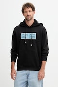 Calvin Klein Jeans bluza bawełniana męska kolor czarny z kapturem z nadrukiem LV04RD259G