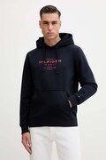 Tommy Hilfiger bluză culoarea bleumarin, cu glugă, cu imprimeu, MW0MW40864