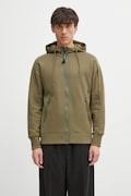 C.P. Company bluza bawełniana męska kolor zielony z kapturem gładka 19CMSS715A005086W
