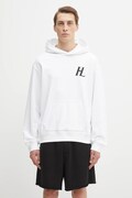 Helmut Lang pamut melegítőfelső fehér, nyomott mintás, kapucnis, P04HM508