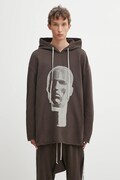 Rick Owens DRKSHDW bluza bawełniana Peter męska kolor brązowy z kapturem z nadrukiem DU02E7280.FEP1P