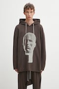 Rick Owens DRKSHDW bluza bawełniana Peter męska kolor brązowy z kapturem z nadrukiem DU02E7280.FEP1P