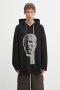 Rick Owens DRKSHDW bluza bawełniana Peter męska kolor czarny z kapturem z nadrukiem DU02E7280.FEP1P