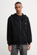 HUGO hanorac de bumbac culoarea negru, cu glugă, cu imprimeu, 50546874