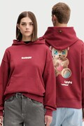 Bombažen pulover Barrow bordo barva, s kapuco, F5BWUAHS047