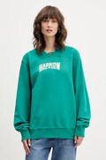 Barrow bluza bawełniana kolor zielony z kapturem z nadrukiem F5BWUASW042