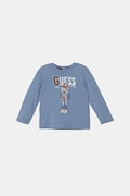 Guess longsleeve bawełniany niemowlęcy kolor niebieski z nadrukiem I5YI04 K8HM4