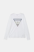 Guess longsleeve bawełniany dziecięcy kolor biały z nadrukiem L5YI06 K8HM4