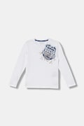 Дитячий бавовняний лонгслів Guess колір білий з принтом L5YI16 K8HM4