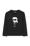Otroška bombažna majica z dolgimi rokavi Karl Lagerfeld črna barva, Z30953