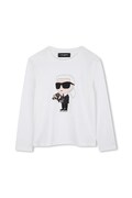 Karl Lagerfeld longsleeve bawełniany dziecięcy kolor biały z nadrukiem Z30953