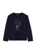 Karl Lagerfeld longsleeve bawełniany dziecięcy kolor granatowy z nadrukiem Z30953