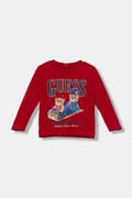 Дитячий бавовняний лонгслів Guess колір червоний з принтом I5BI00 I3Z14
