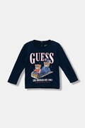 Дитячий бавовняний лонгслів Guess колір синій з принтом I5BI00 I3Z14