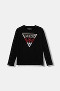 Дитячий бавовняний лонгслів Guess колір чорний з аплікацією L5BI35 I3Z14