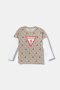 Guess longsleeve bawełniany dziecięcy kolor beżowy wzorzysty N5BI03 I3Z14