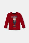 Дитячий бавовняний лонгслів Guess колір червоний з принтом N5BI04 I3Z14