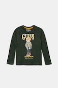 Дитячий бавовняний лонгслів Guess колір зелений з принтом N5BI04 I3Z14