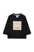 Μωρό βαμβακερό μπλουζάκι BOSS χρώμα: μαύρο, J52715