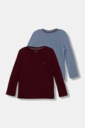 Tommy Hilfiger longsleeve din bumbac pentru copii 2-pack culoarea roșu, uni, UB0UB00309