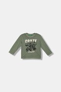 United Colors of Benetton longsleeve bawełniany dziecięcy kolor zielony z nadrukiem 3PCMG10K6