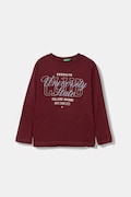 United Colors of Benetton longsleeve din bumbac pentru copii culoarea bordo, cu imprimeu, 35RYC10QQ