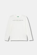 Detská bavlnená košeľa s dlhým rukávom United Colors of Benetton biela farba, s potlačou, 3I1XC10Q3
