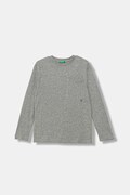 United Colors of Benetton longsleeve din bumbac pentru copii culoarea gri, cu imprimeu, 3I1XC10QS