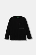 United Colors of Benetton longsleeve din bumbac pentru copii culoarea negru, cu imprimeu, 3I1XC10QS