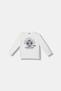 United Colors of Benetton longsleeve bawełniany dziecięcy kolor biały z nadrukiem 3I1XC10QR