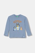 United Colors of Benetton longsleeve bawełniany dziecięcy kolor niebieski z nadrukiem 3I1XG10KH