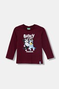 United Colors of Benetton longsleeve bawełniany dziecięcy kolor bordowy z nadrukiem 3I1XG10KH