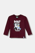 Дитячий бавовняний лонгслів United Colors of Benetton колір бордовий з принтом 3I1XG10KH