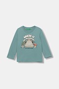 Детска блуза с дълги ръкави United Colors of Benetton в тюркоазено с принт 3I1XG10KQ