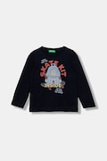 United Colors of Benetton longsleeve din bumbac pentru copii culoarea bleumarin, cu imprimeu, 3I1XG10KQ