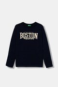 United Colors of Benetton longsleeve bawełniany dziecięcy kolor granatowy wzorzysty 3JERC10QO