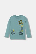 United Colors of Benetton longsleeve bawełniany dziecięcy kolor turkusowy wzorzysty 3JERG10K5