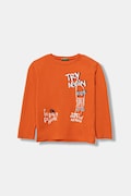 United Colors of Benetton longsleeve din bumbac pentru copii culoarea portocaliu, cu imprimeu, 3JERG10K5