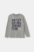 Dětské bavlněné tričko s dlouhým rukávem United Colors of Benetton šedá barva, s potiskem, 3ATNC10QU