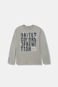 United Colors of Benetton longsleeve bawełniany dziecięcy kolor szary z nadrukiem 3ATNC10QU