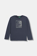 United Colors of Benetton longsleeve bawełniany dziecięcy kolor granatowy z nadrukiem 3ATNC10QU