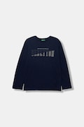 United Colors of Benetton longsleeve bawełniany dziecięcy kolor granatowy z nadrukiem 3ATNC10QU