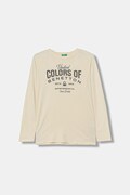 United Colors of Benetton longsleeve bawełniany dziecięcy kolor beżowy z nadrukiem 3ATNC10QU