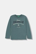 United Colors of Benetton longsleeve bawełniany dziecięcy kolor zielony z nadrukiem 3ATNC10QU