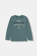 United Colors of Benetton longsleeve bawełniany dziecięcy kolor zielony z nadrukiem 3ATNC10QU